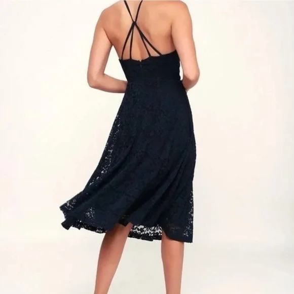 EUC Lulu's Navy Lace Dress - Picture 3 of 12